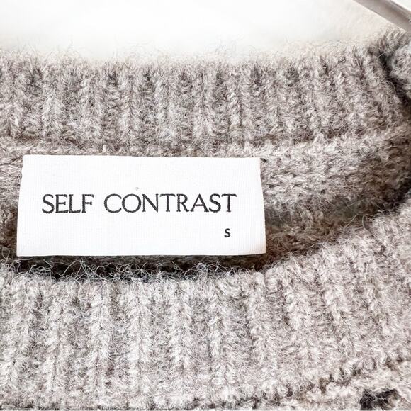 Self Contrast Emersyn Cropped Sweater S Grey - Picture 6 of 7